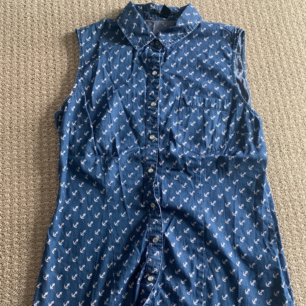 Forever 21 Anchor Detailed Denim Tank Top